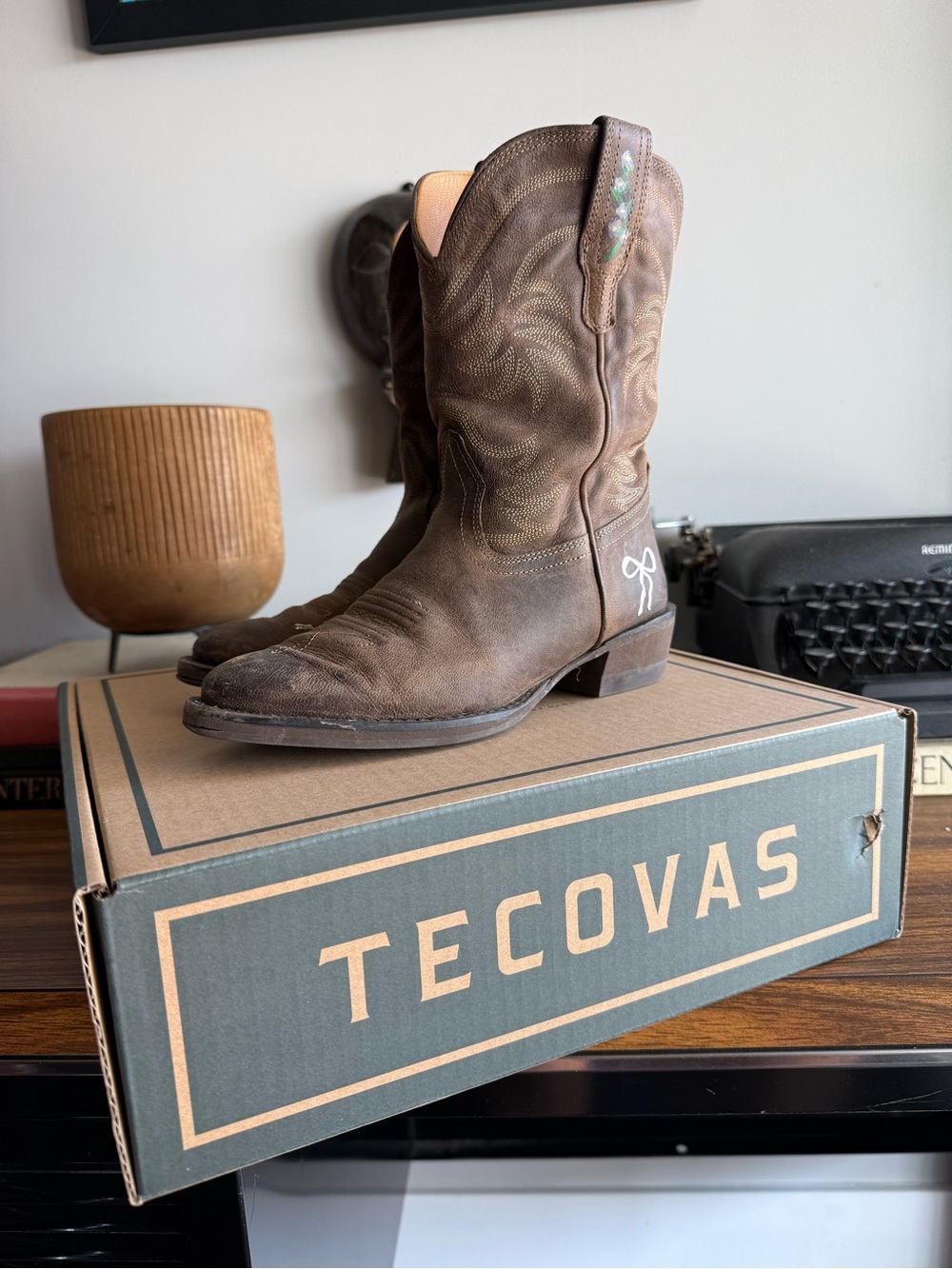 GIRLS Tecovas Brown Leather Western Boots